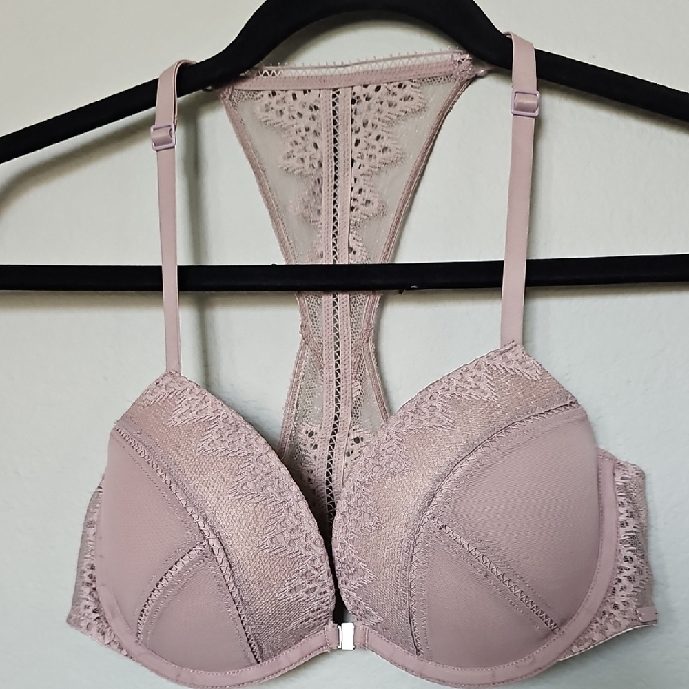 Calvin Klein Extreme padding Racerback Lace Bra Front closure Underwire 34B